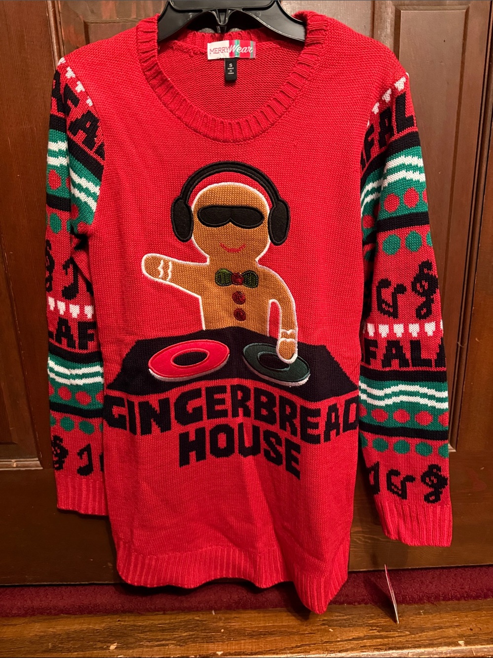 Red Gingerbread House DJ Sweater